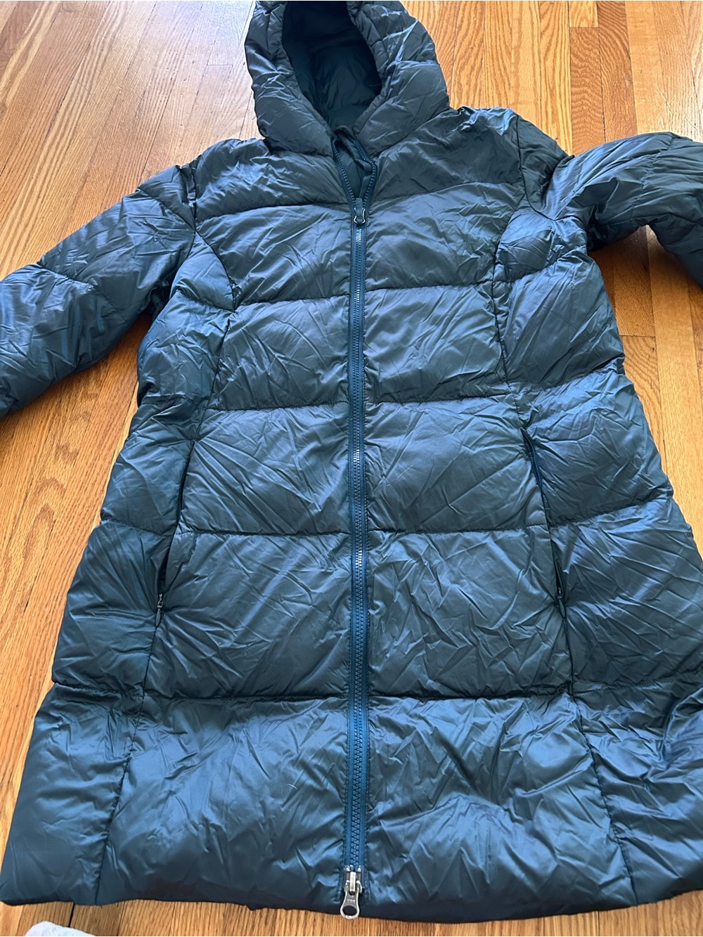 Eddie Bauer Teal Hooded Packable Down Coat